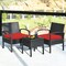 Costway 3PC Patio Rattan Furniture Set Coffee Table Conversation Sofa Cushioned